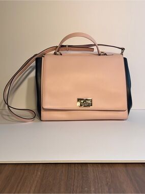kate spade Pink and Black Leather Top-Handle Satchel with Shoulder Strap